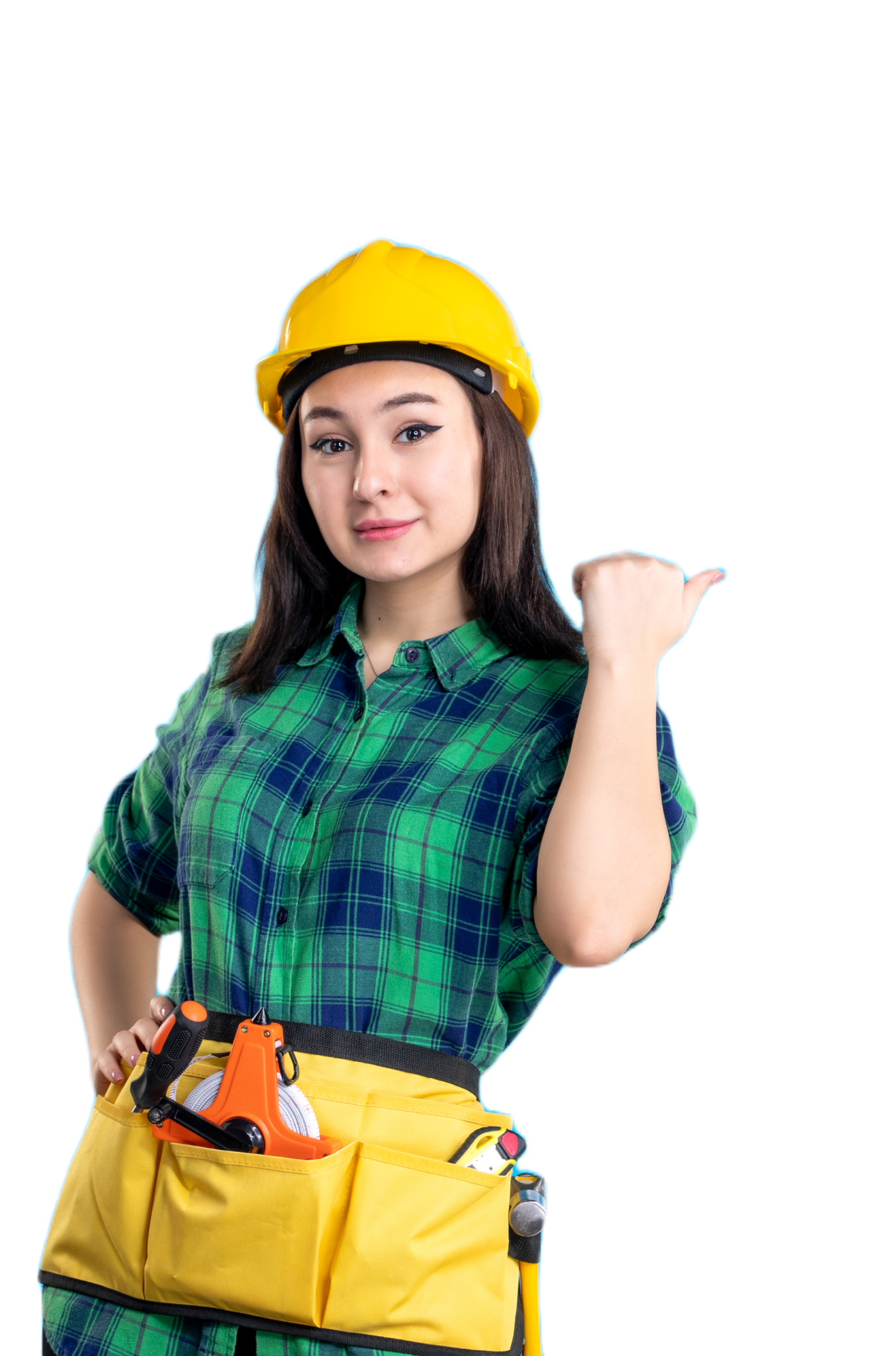 imagem mulher utilizando capacete amarelo